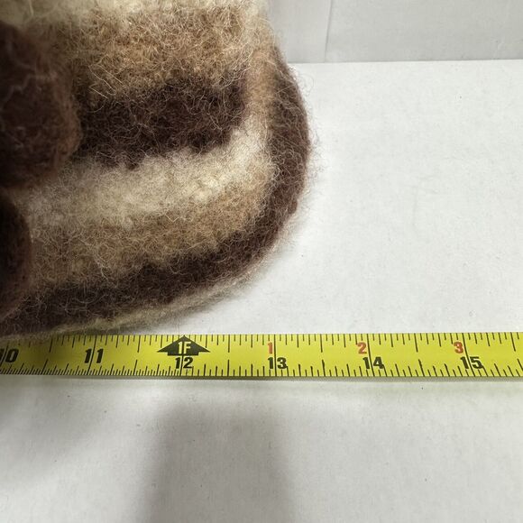 Artisan Wool Handbag Purse Removable Flowers pins Wooden handle Cottage artsy - Picture 15 of 16